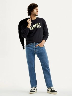 Men's 505 Mid Indigo Straight Fit Mid Rise Jeans Garment Dyed Texture