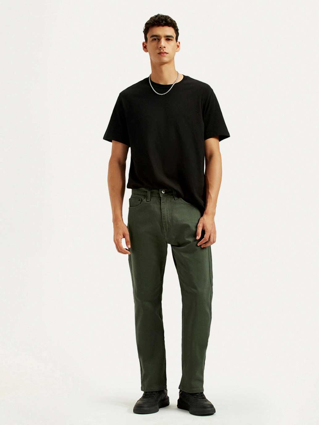 Outfit Formula Men's 505 Olive Green Overdyed Straight Fit Mid Rise Jeans