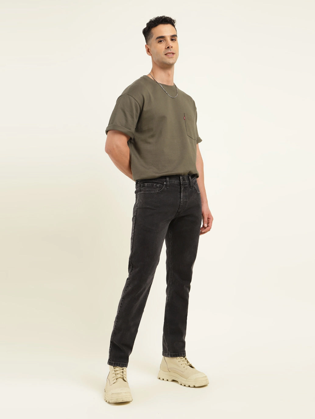 Men's 511 Black Slim Fit Mid Rise Jeans Crisp Look