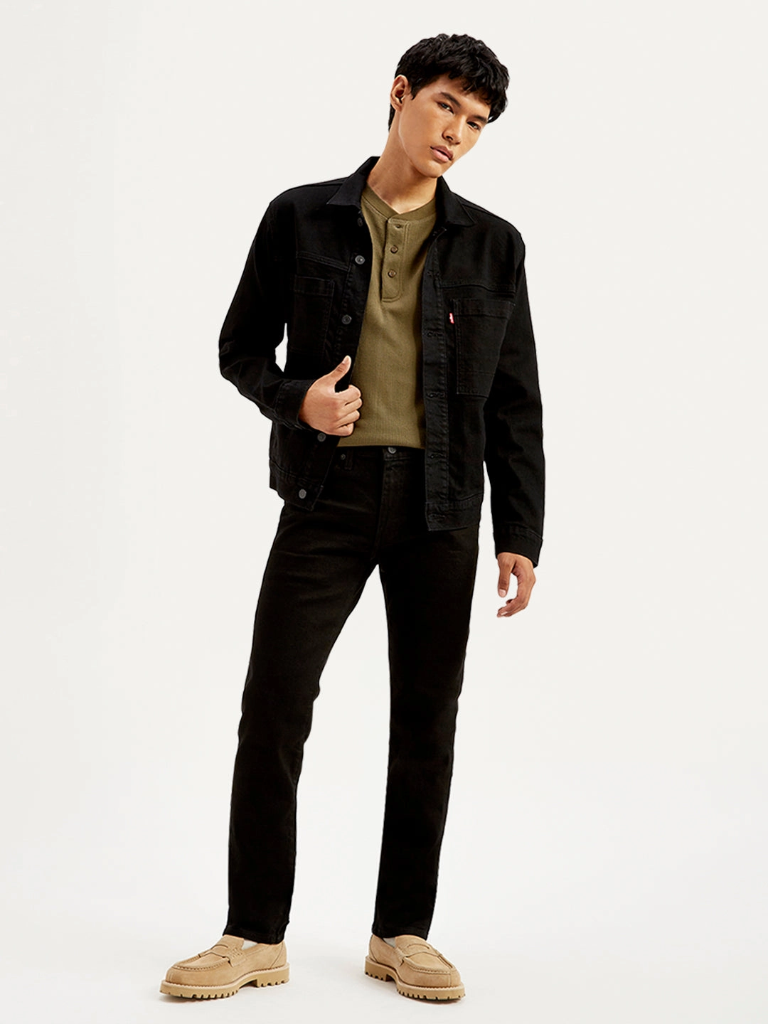 Men's 511 Black Slim Fit Mid Rise Selvedge Jeans Work Meeting Beach Day