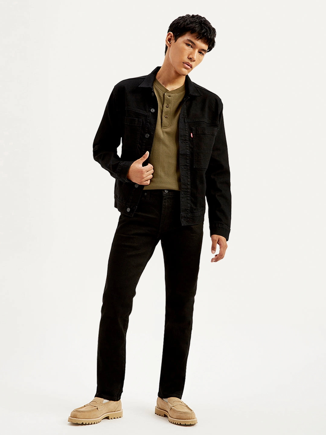 Stylish Touch Men's 511 Black Slim Fit Mid Rise Selvedge Jeans