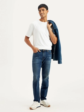 Comfortable Fit Design Men's 511 Blue Slim Fit Mid Rise Jeans