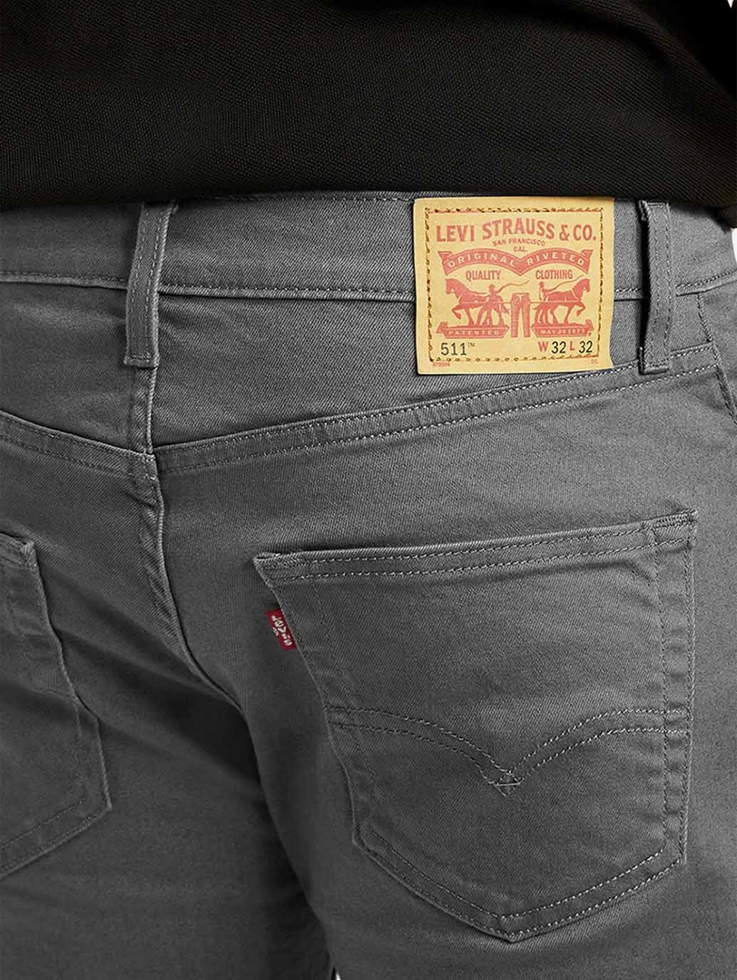 Men's 511 Charcoal Grey Overdyed Slim Fit Mid Rise Jeans Garment Dyed Technique Trend Setter Vintage Lover