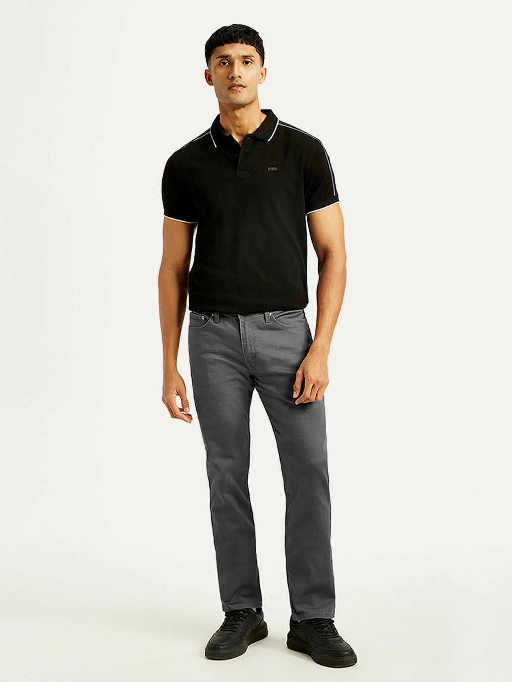 Men's 511 Charcoal Grey Overdyed Slim Fit Mid Rise Jeans Layered Basics Permanent Crease Retention