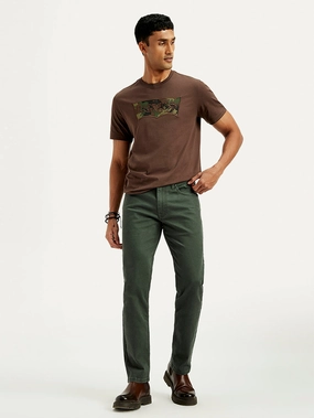 Comfortable Wear Men's 511 Dark Green Overdyed Slim Fit Mid Rise Jeans