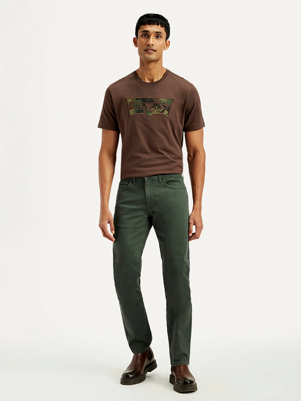 Men's 511 Dark Green Overdyed Slim Fit Mid Rise Jeans Daywear Fit