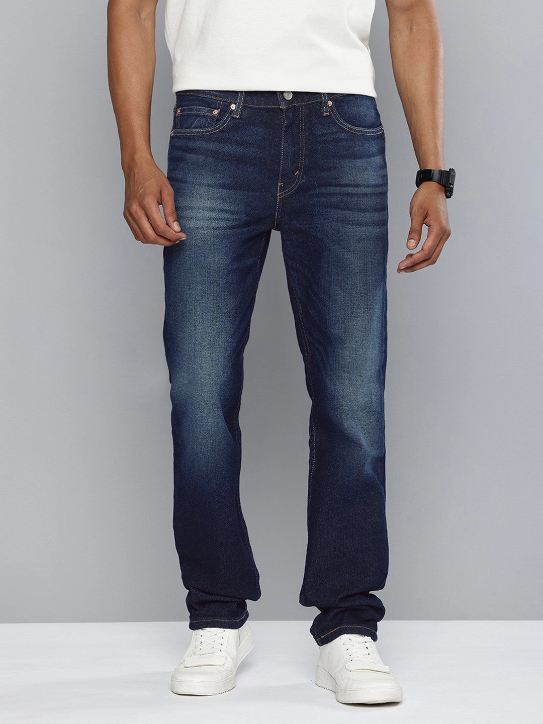 Men's 511 Navy Blue Slim Fit Mid Rise Jeans Simple Utility Affordable Durable