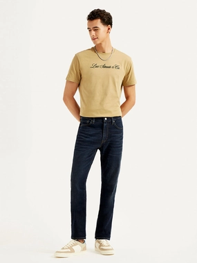 Raw Hem Design Men's 511 Navy Blue Slim Fit Mid Rise Jeans