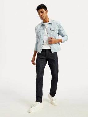 Men's 511 Navy Blue Slim Fit Mid Rise Jeans Textured Party Look Soft