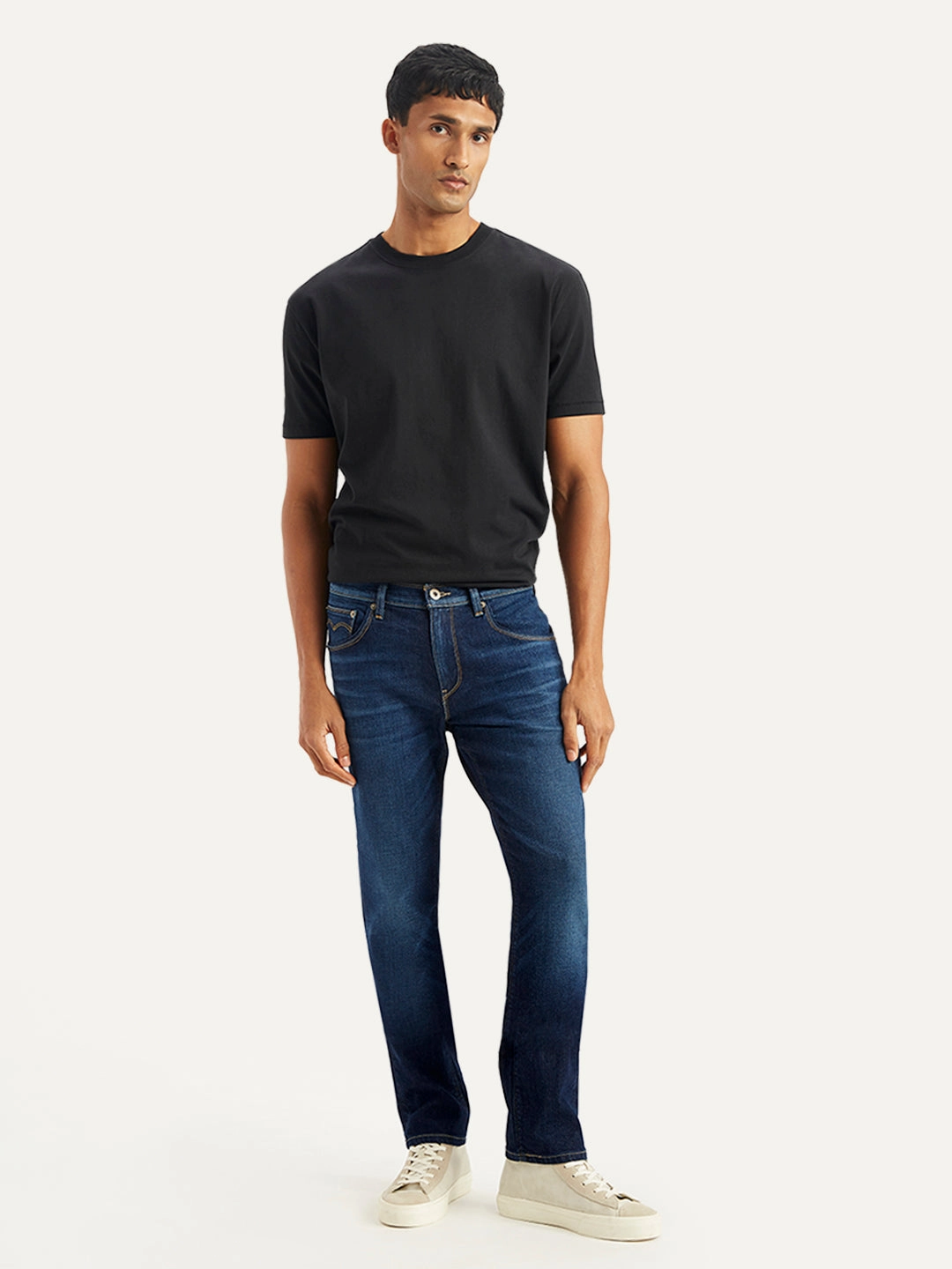 Men's 511 Navy Blue Slim Fit Mid Rise Jeans Acid Wash Effect Everyday Classic Wear Comfy