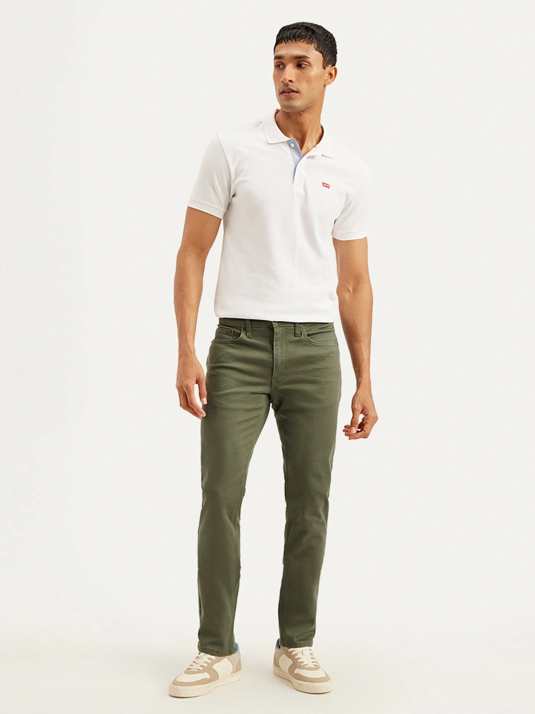 Clean Finish Outfit Vibe Men's 511 Olive Green Slim Fit Mid Rise Jeans