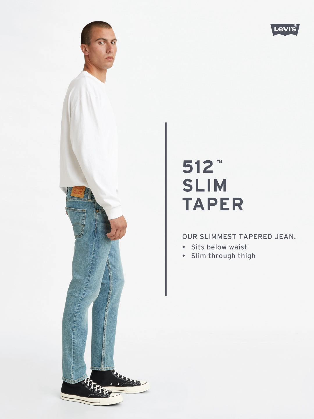 Effortless Layer Men's 512 Black Slim Tapered Fit Mid Rise Jeans