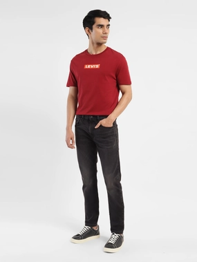 Fashion Lover Versatile Men's 512 Black Slim Tapered Fit Mid Rise Jeans