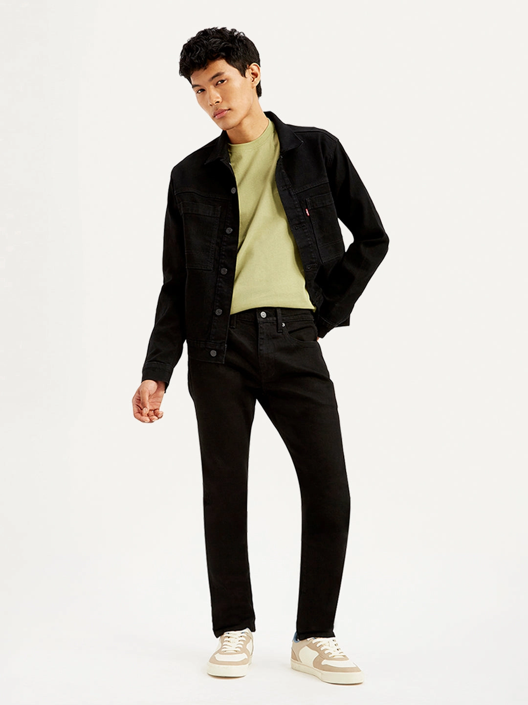 Men's 512 Black Slim Tapered Fit Mid Rise Selvedge Jeans Rainy Day Vintage Lover Natural Style
