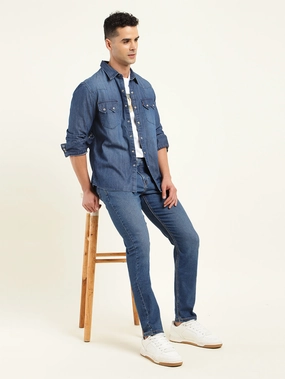 Men's 512 Blue Slim Tapered Fit Mid Rise Jeans Classic Weekend Getaway Loose Spring Mood