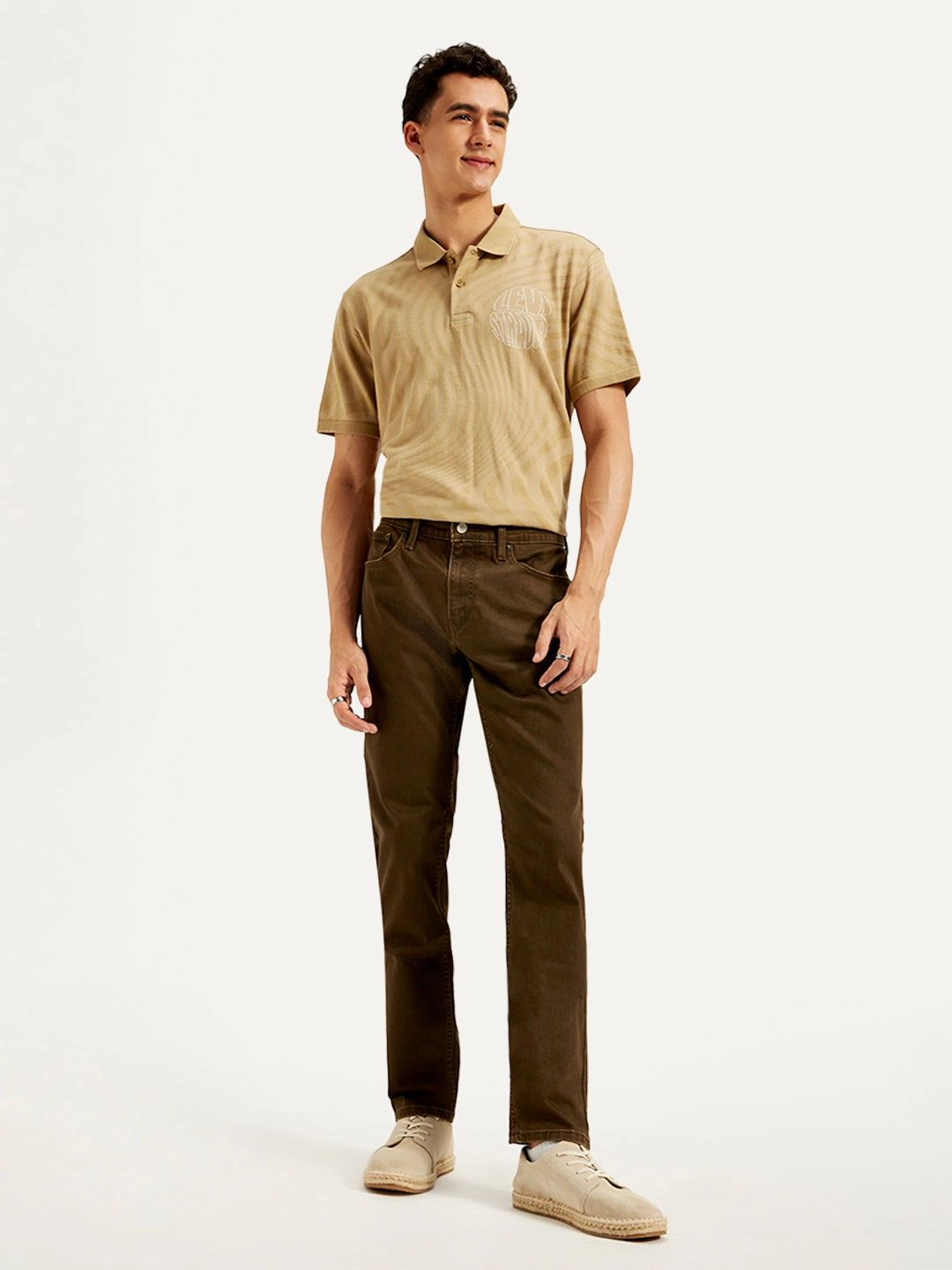 City Walk Comfy Weekend Getaway Simple Attire Men's 512 Brown Slim Tapered Fit Mid Rise Jeans
