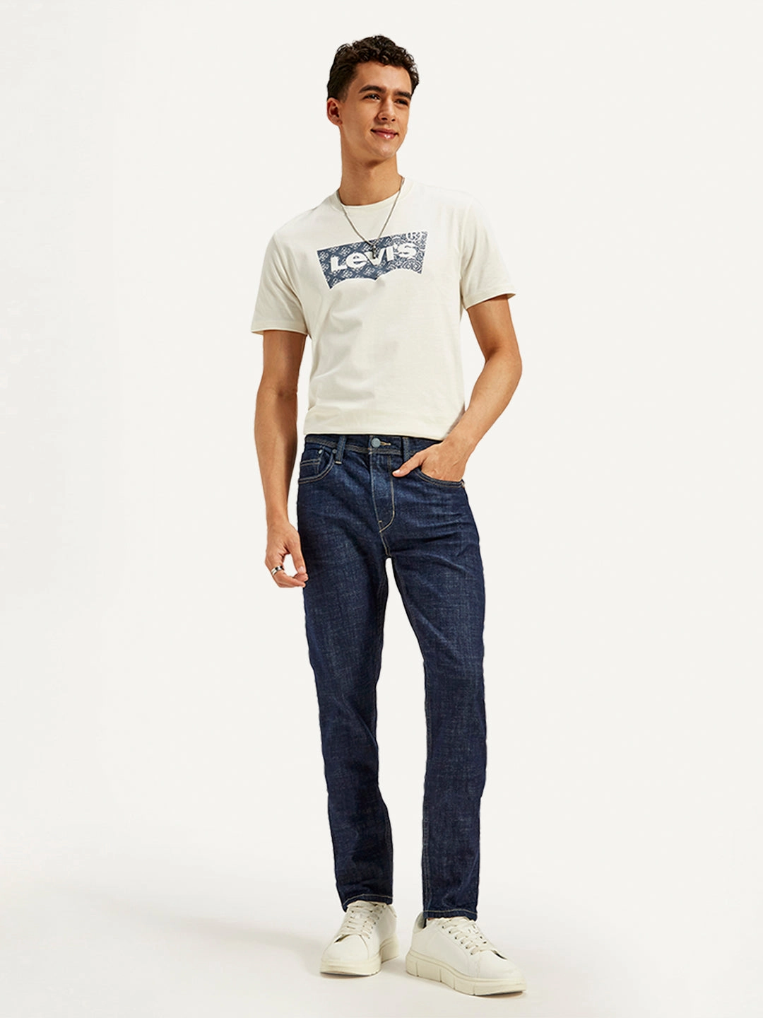 Perfect Length Men's 512 Dark Blue Slim Tapered Fit Mid Rise Jeans