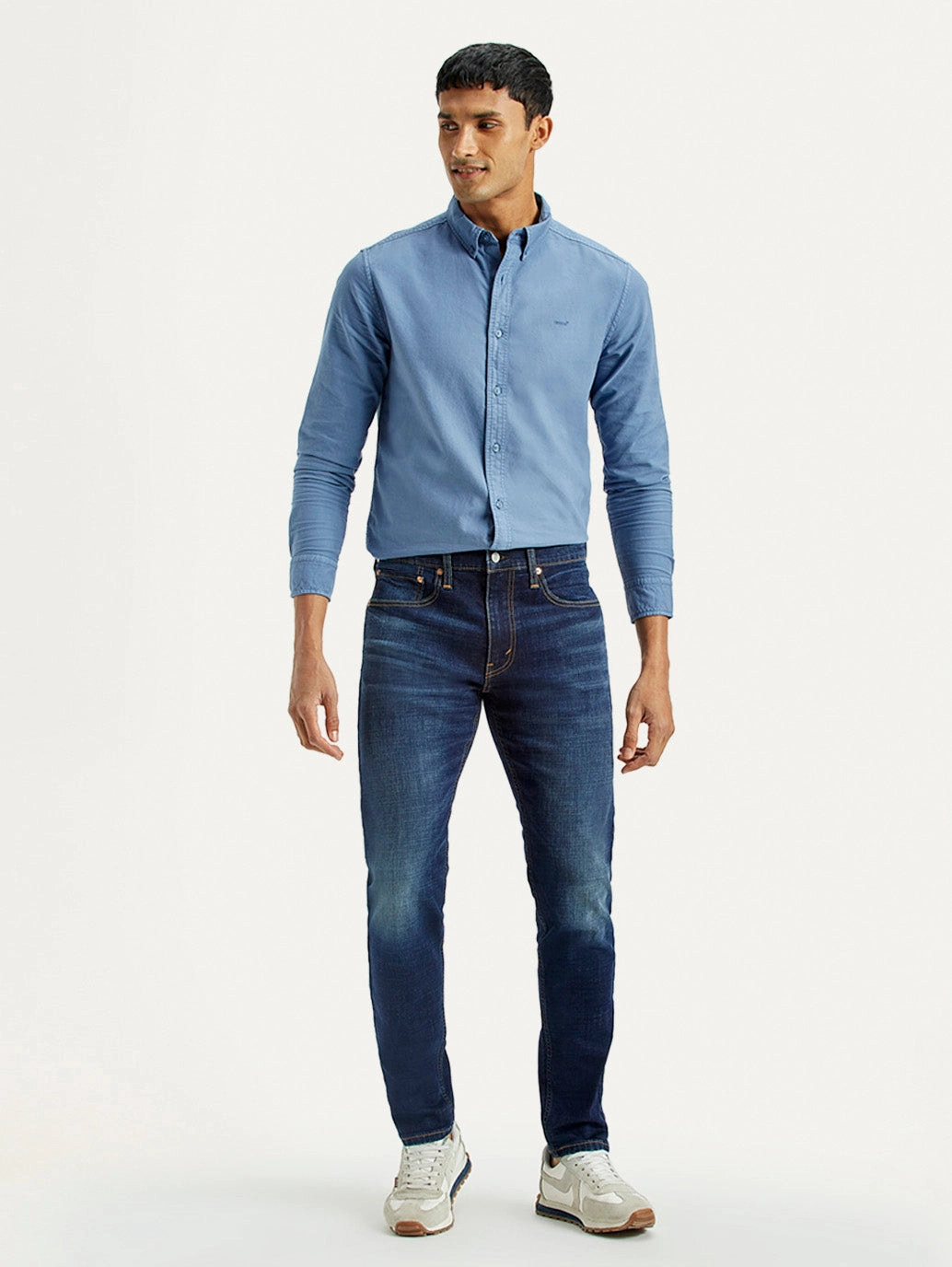 Men's 512 Dark Indigo Slim Tapered Fit Mid Rise Jeans Odor Control Coating Earthy Modern Minimalist Office Wear