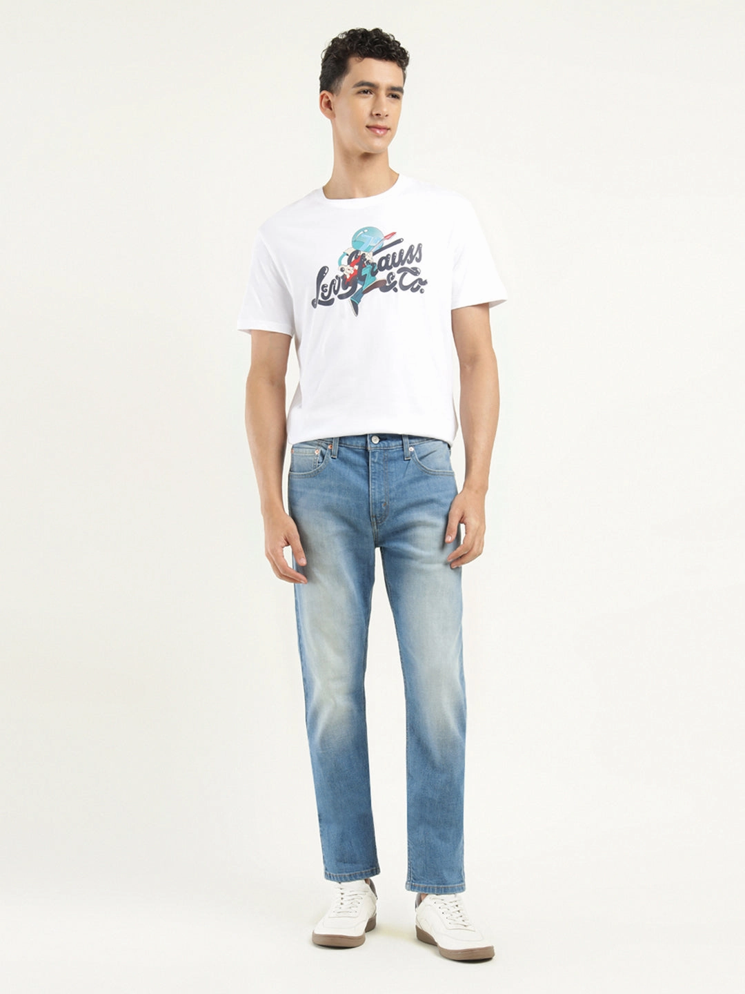 Men's 512 Indigo Slim Tapered Fit Mid Rise Jeans Stylish Daily Wear Parent Style City Walk Smart Casual