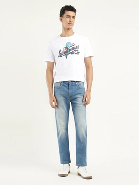 Men's 512 Indigo Slim Tapered Fit Mid Rise Jeans Stylish Daily Wear Parent Style City Walk Smart Casual