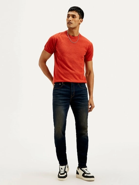 Simple Utility Men's 512 Navy Blue Slim Tapered Fit Mid Rise Jeans