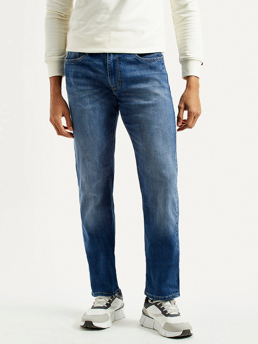 Men's 513 Blue Slim Straight Fit Mid Rise Jeans Relaxed Style Essential Piece