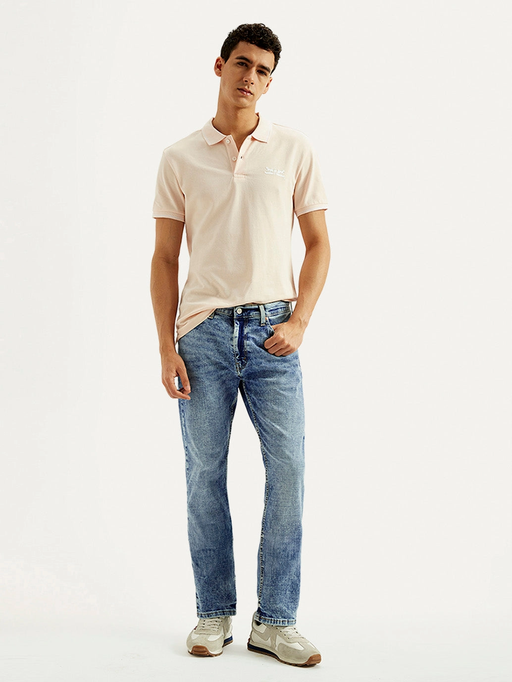 Men's 513 Blue Slim Straight Fit Mid Rise Jeans Clean Cut