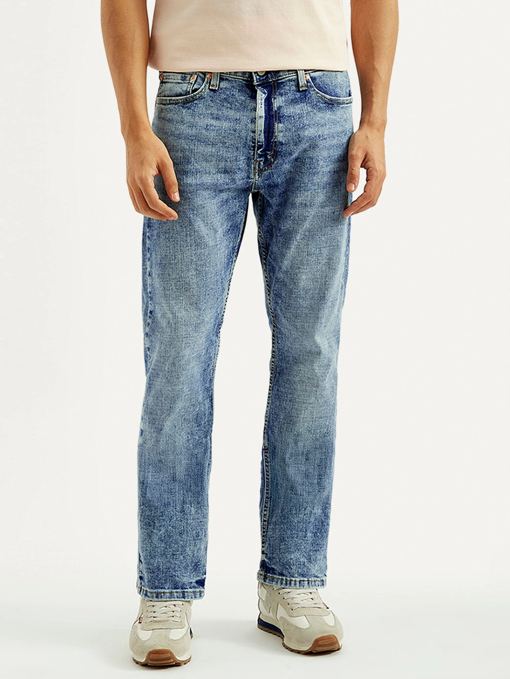 Abrasion Resistance Men's 513 Blue Slim Straight Fit Mid Rise Jeans