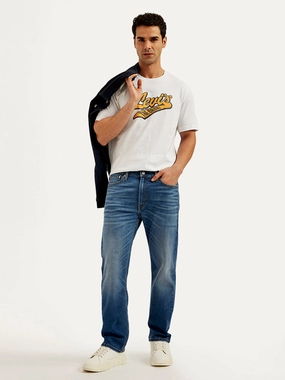 Winter Fashion Men's 513 Blue Slim Straight Fit Mid Rise Jeans