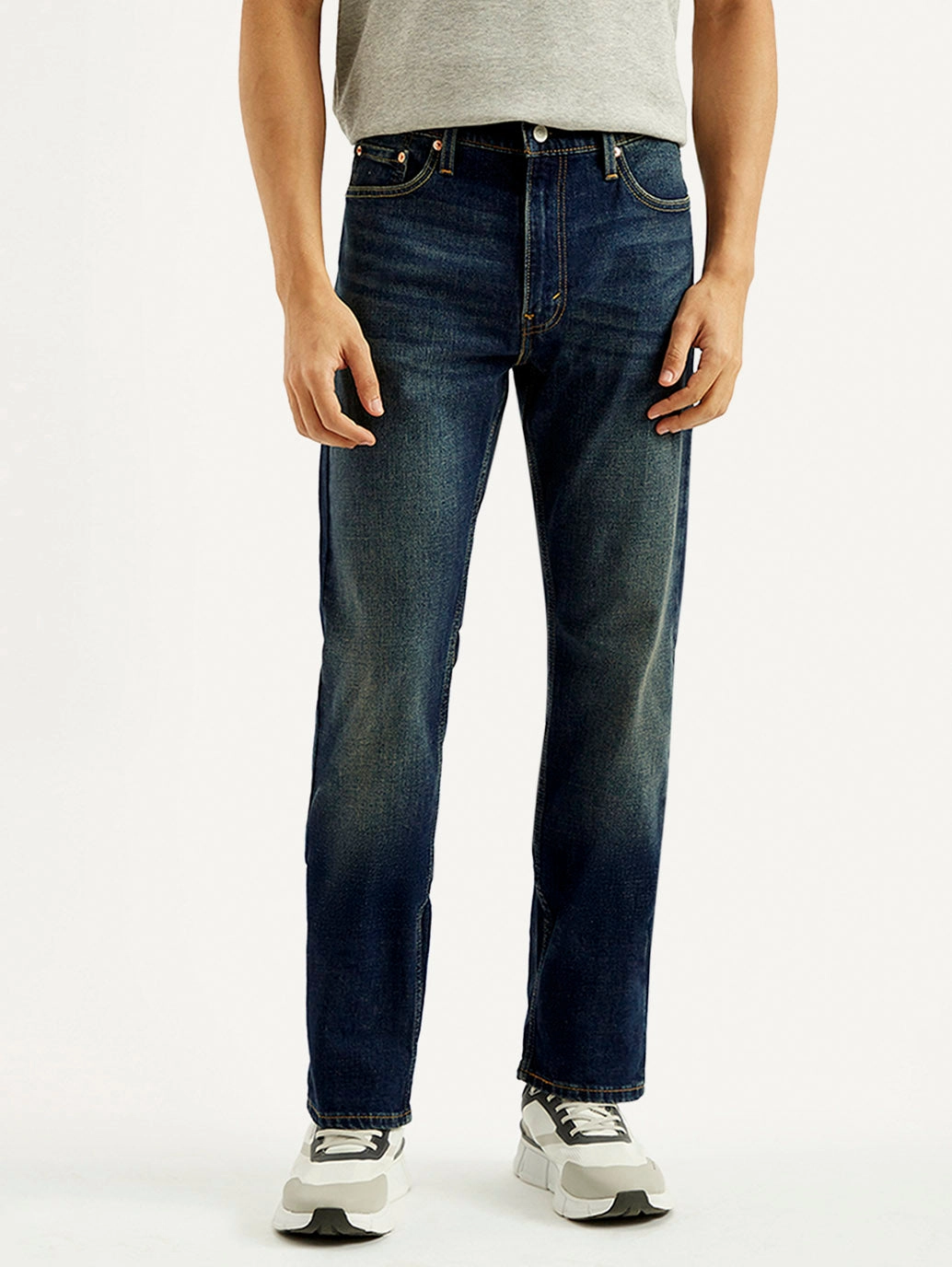 Smooth Lightweight Men's 513 Dark Blue Slim Straight Fit Mid Rise Jeans