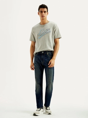 Men's 513 Dark Blue Slim Straight Fit Mid Rise Jeans Chill Attire