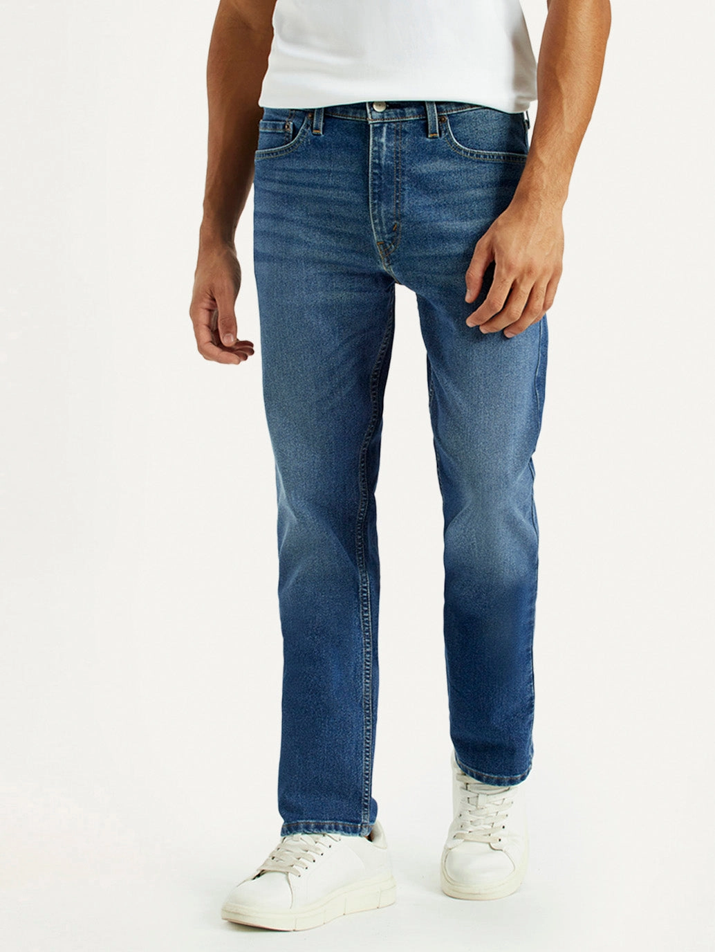 Daily Essentials Men's 513 Indigo Slim Straight Fit Mid Rise Jeans