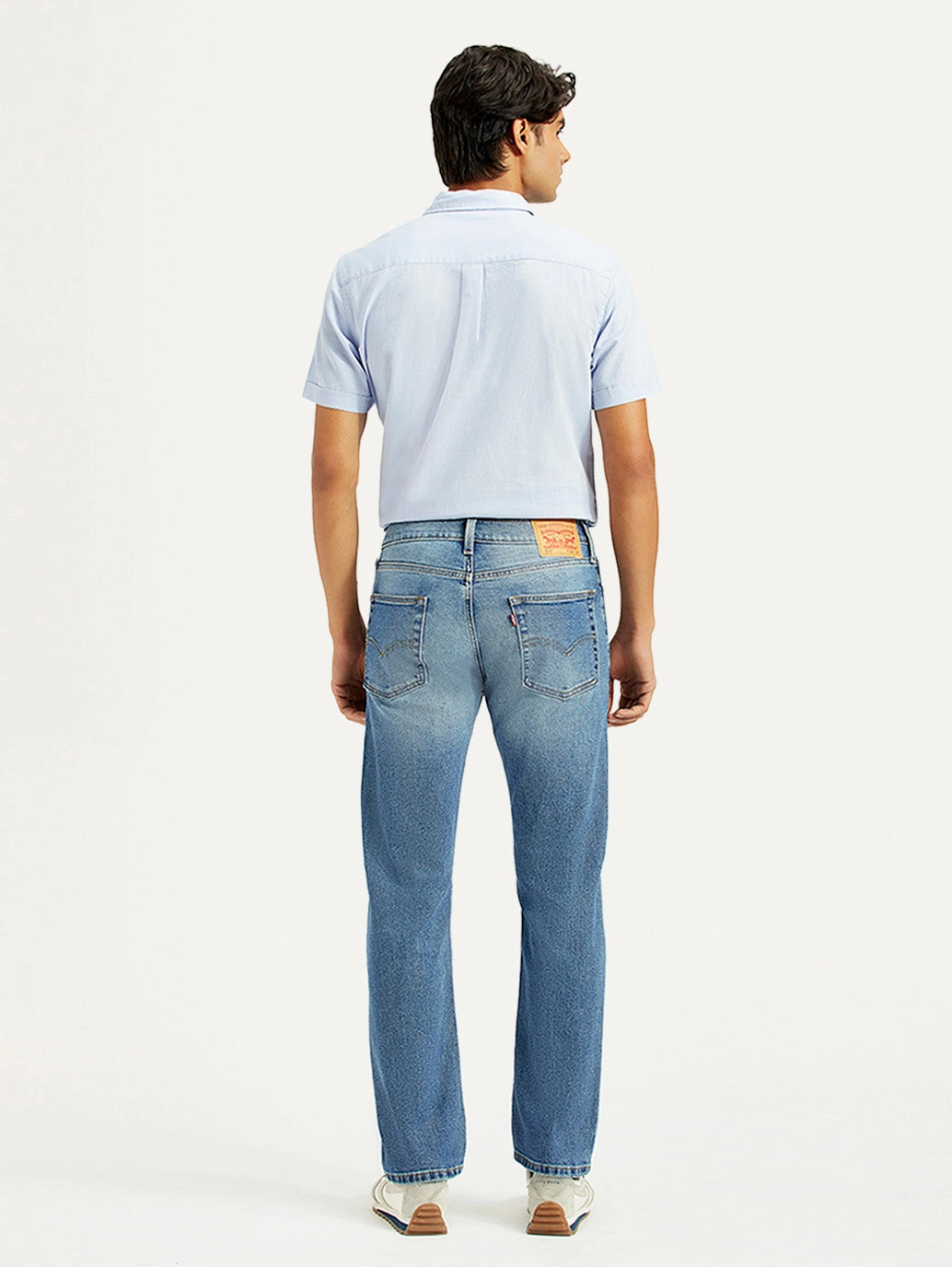 Men's 513 Med Indigo Slim Straight Fit Mid Rise Jeans Chill Friendly Crosshatch Stitching
