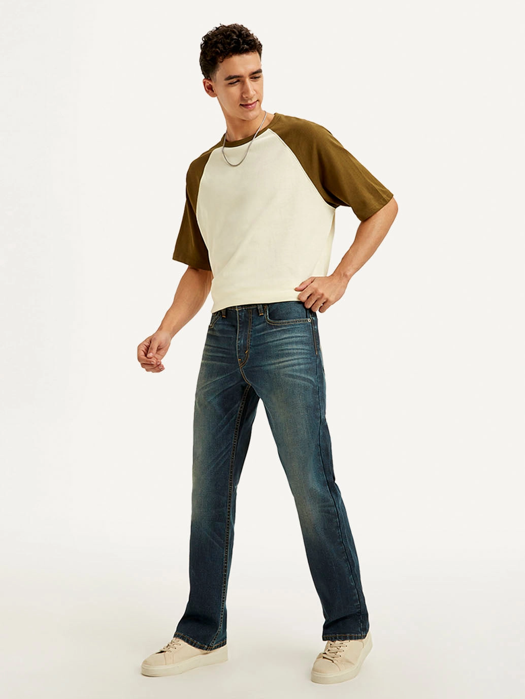 Men's 527 Blue Bootcut Fit Mid Rise Jeans Festival Outfit Minimalist Style