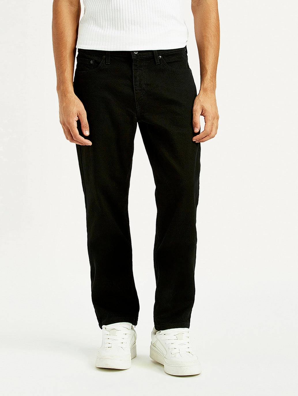 Hidden Rivet Details Men's 541 Black Athletic Tapered Fit Mid Rise Jeans