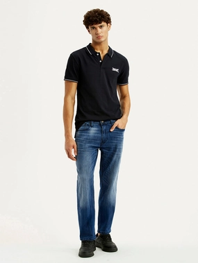 Men's 541 Blue Regular Tapered Fit Mid Rise Jeans Street Casual