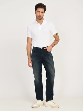 Contemporary Waistband Men's 541 Dark Blue Athletic Tapered Fit Mid Rise Jeans