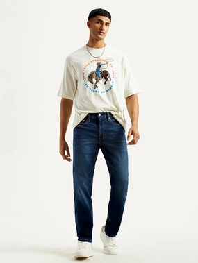 Subtle Detail Eco Friendly Night Out Men's 541 Dark Indigo Athletic Tapered Fit Mid Rise Jeans