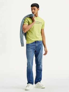 Men's 541 Indigo Athletic Tapered Fit Mid Rise Jeans City Approved Shopping Day Street Fashion Textured