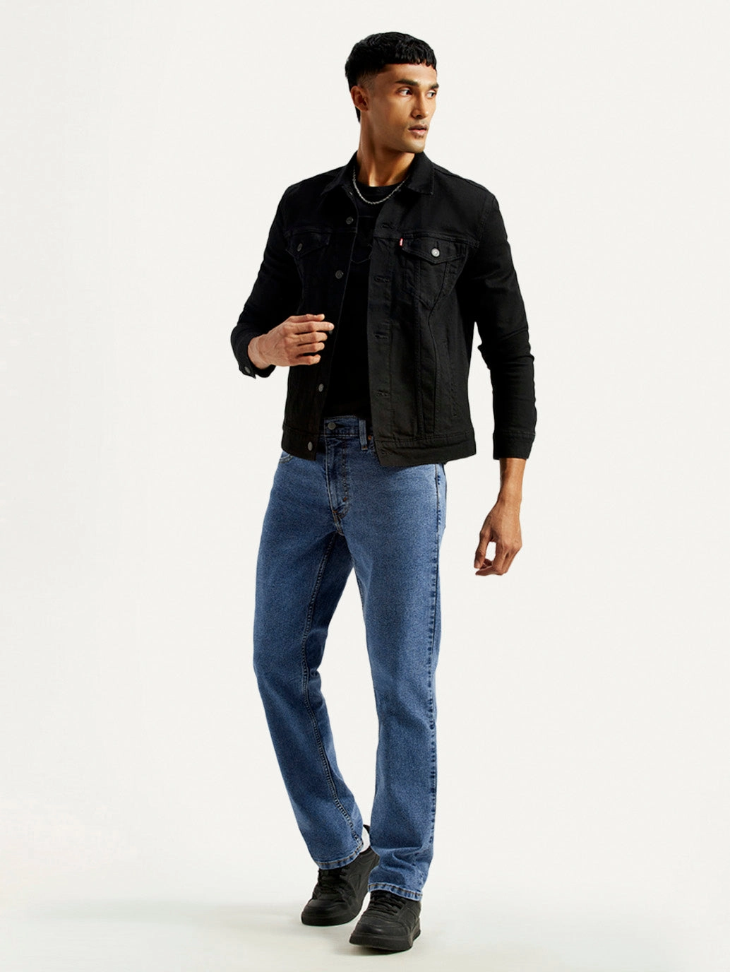 Cropped length Men's 541 Med Indigo Athletic Tapered Fit Mid Rise Jeans