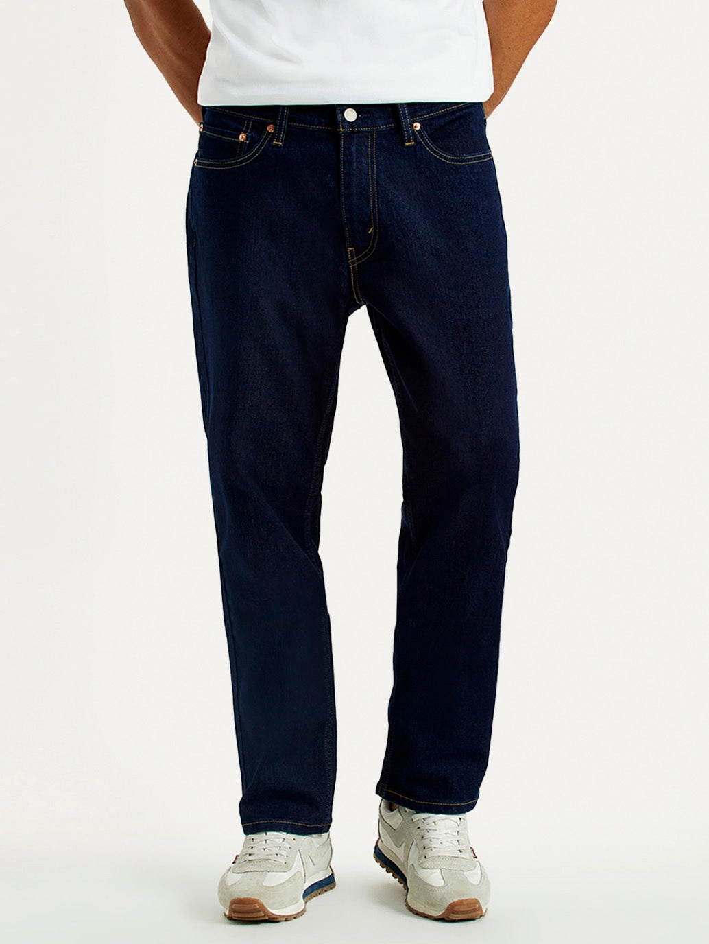 Men's 541 Navy Blue Athletic Tapered Fit Mid Rise Jeans City Walk Bold Look Durable Rivet Hardware