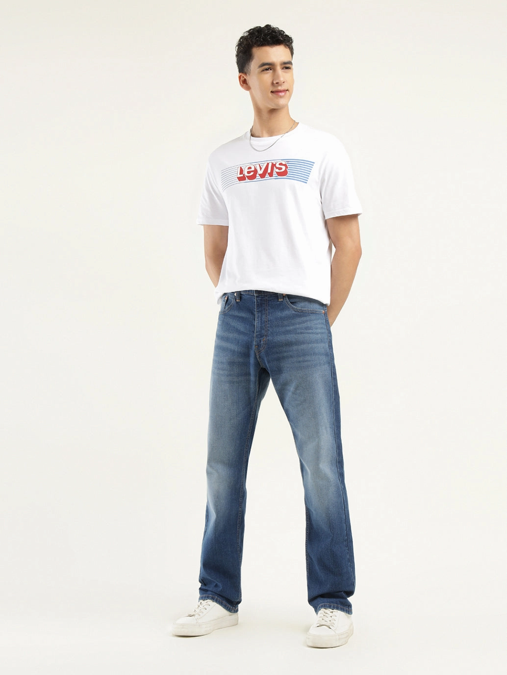 Men's 550 Blue Loose Fit Mid Rise Jeans Breathable Denim