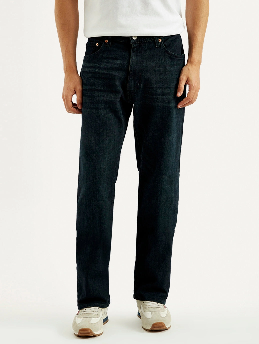Men's 555 Dark Blue Loose Fit Mid Rise Jeans Style Match Weekend Getaway Minimalist Breathable