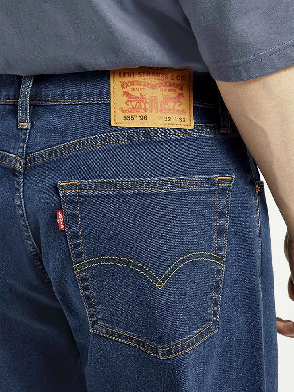 Weekend Vibes Men's 555 Dark Indigo Loose Fit Mid Rise Jeans