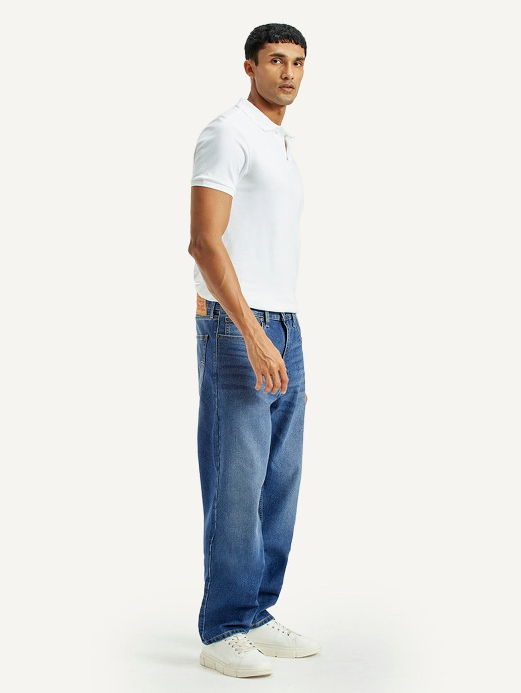 Men's 568 Indigo Loose Fit Mid Rise Jeans Durable Fabric