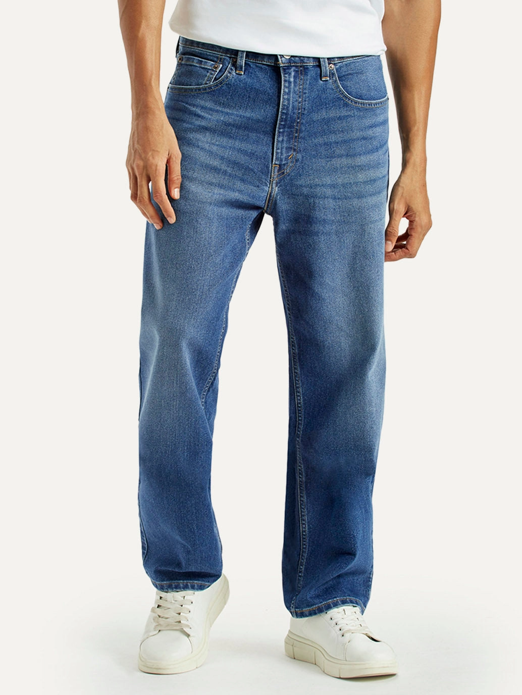 Men's 568 Indigo Loose Fit Mid Rise Jeans Travel Outfit Street Fashion Creative Look All Season Fit