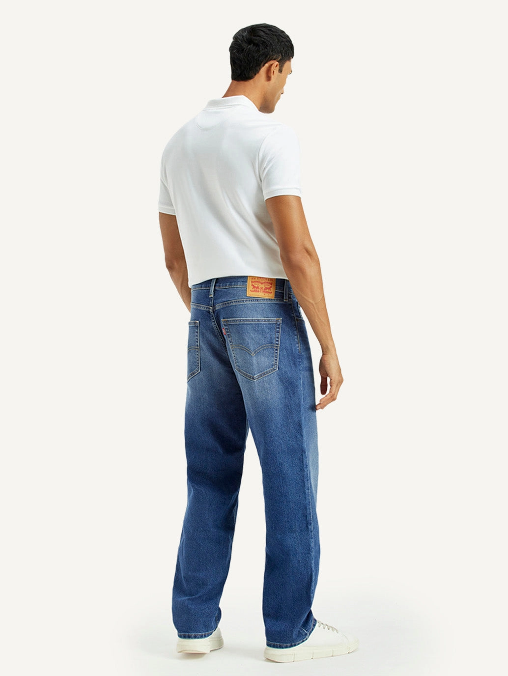 Men's 568 Indigo Loose Fit Mid Rise Jeans Artist Vibe Comfy Textured Versatile Shopping Day