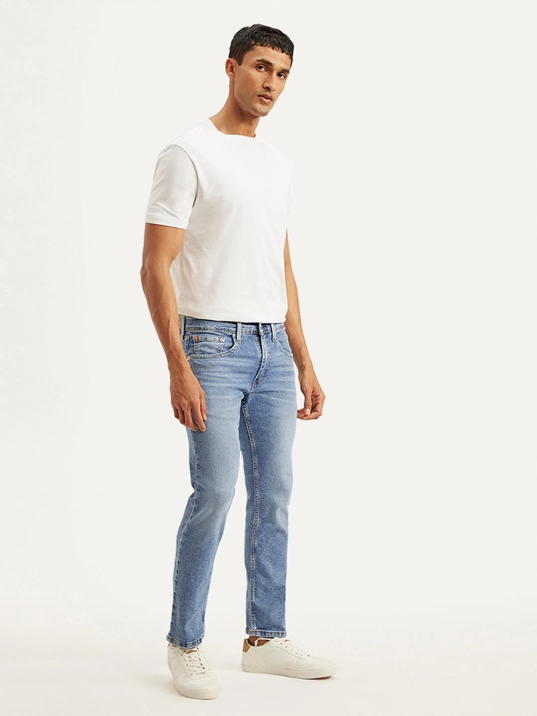 Men's 65504 Light Blue Skinny Fit Mid Rise Jeans Smooth Lightweight Everyday Shopping Day