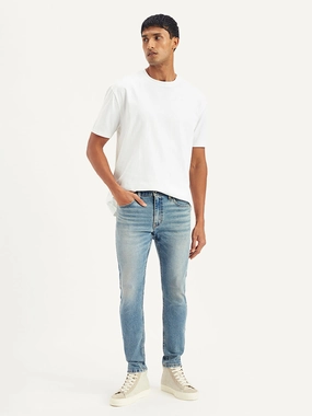 Men's Light Blue Skinny Fit Mid Rise Jeans Affordable Autumn Days Breathable