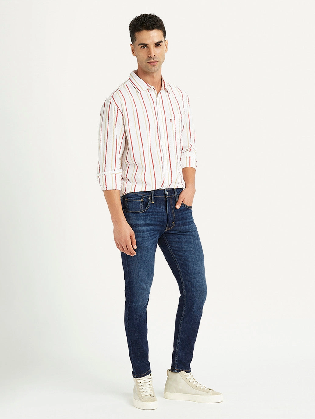 Slim Cut Men's Navy Blue Skinny Fit Mid Rise Jeans